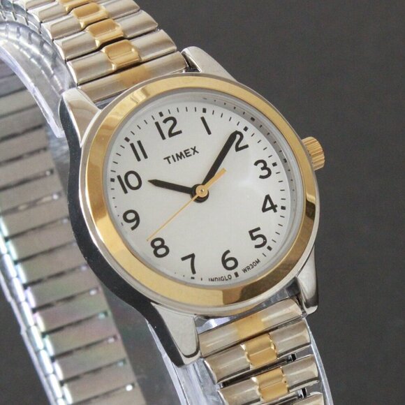 Essex Ave Ladies Indiglo Quartz Watch By Timex Two Tone Expansion Bracelet 25mm main image 9